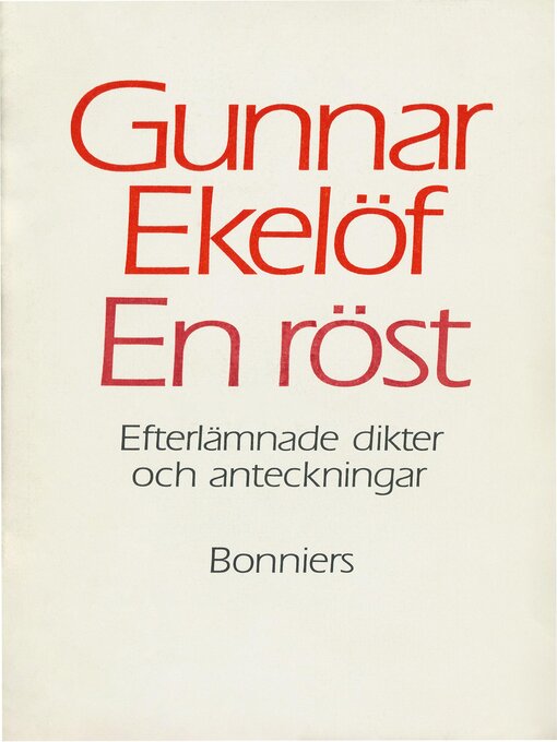 Title details for En röst by Gunnar Ekelöf - Available